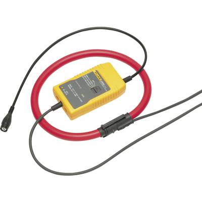 Ein gelbes elektrisches Prüfgerät mit einem roten Kabel und schwarzen Anschlüssen, typisch zur Messung elektrischer Ströme.