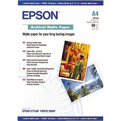 Epson Archival Matte Paper C13S041342 Fotopapier DIN A4 192 g/m² 50 Blatt Matt