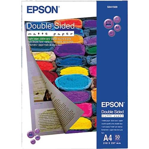Epson Double-Sided Matte Paper C13S041569 Fotopapier DIN A4 178 g/m² 50 Blatt Beide Seiten bedruckbar, Matt