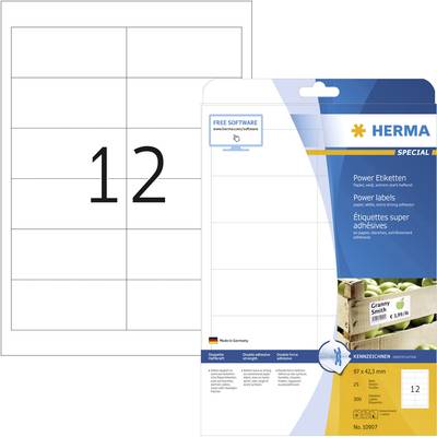Herma 10907 Universal-Etiketten 97 x 42.3 mm Papier Weiß 300 St. Permanent haftend Tintenstrahldrucker, Laserdrucker, Fa