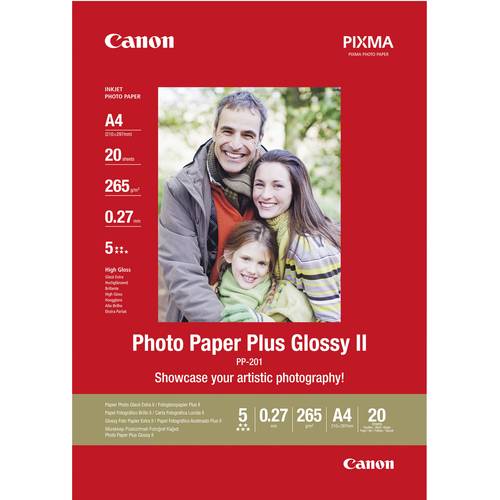 Thumbnail - Canon Photo Paper Plus Glossy II PP-201 2311B019 Fotopapier DIN A4 265 g/m² 20 Blatt Glänzend