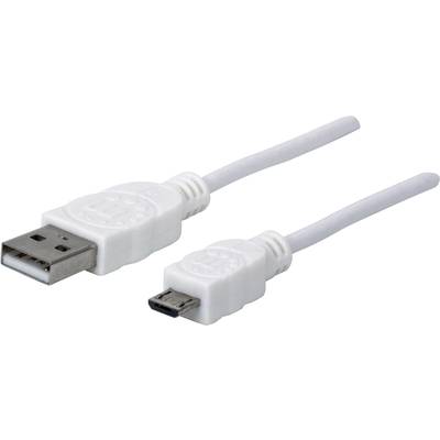 Manhattan USB-Kabel USB 2.0 USB-A Stecker, USB-Micro-B Stecker 1.80 m Weiß UL-zertifiziert 324069
