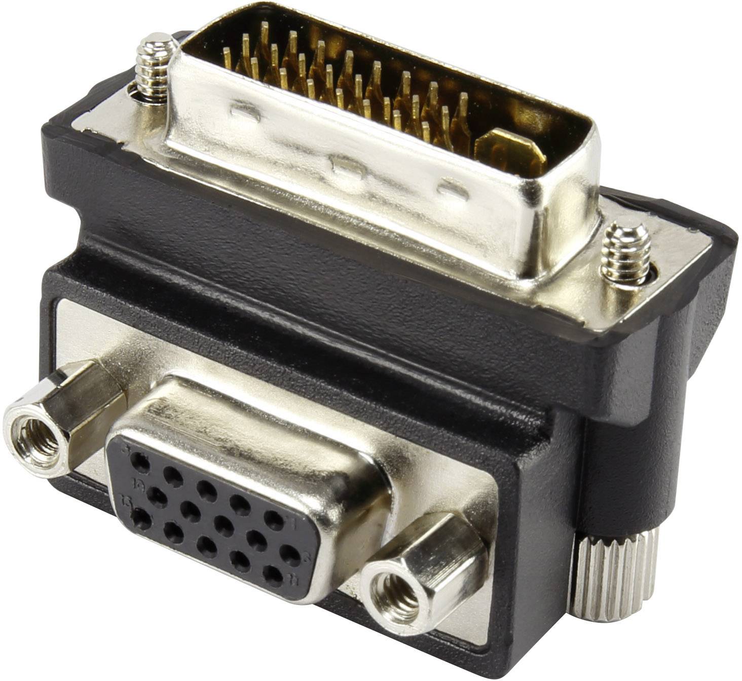 CONRAD DVI / VGA Adapter [1x DVI-Stecker 24+5pol. - 1x VGA-Buchse] 90° gewinkelt Schwarz