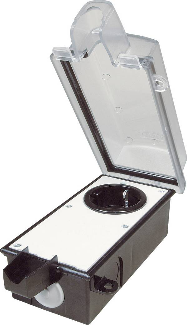 interBär 9015-002.81  Aufputz-Steckdose  abschließbar  Schwarz, Transparent
