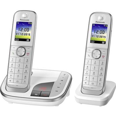 Panasonic KX-TGJ322GW  Schnurloses Telefon analog  Anrufbeantworter, Freisprechen, Headsetanschluss Weiß
