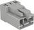 Ein grauer Kunststoffstecker mit drei nummerierten Anschlüssen (1, 2, 3) und rechteckiger Form. Geeignet für elektrische Verbindungen.