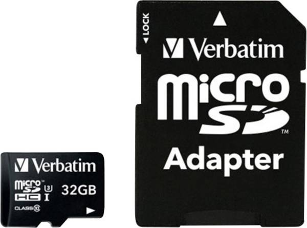 Verbatim PRO microSDHC-Karte  32 GB Class 10, UHS-I, UHS-Class 3 inkl. SD-Adapter