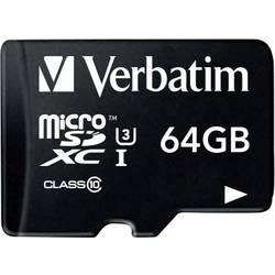Pamäťová karta micro SDXC, 64 GB, Verbatim PRO, Class 10, UHS-I, UHS-Class 3, vr. SD adaptéru