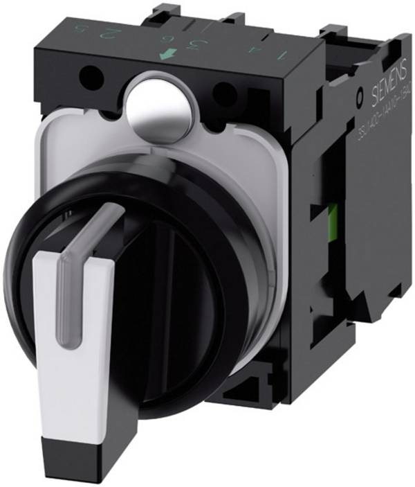 Siemens 3SU11002BL601NA0 3SU1100-2BL60-1NA0 Knebelschalter beleuchtbar Knebel Schwarz, Weiß 2 x 45 ° 1 St.