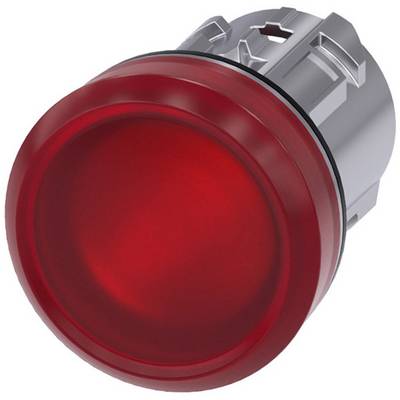 Roter, runder Druckknopf auf grauem Sockel, wahrscheinlich zur Steuerung von Maschinen oder Geräten.