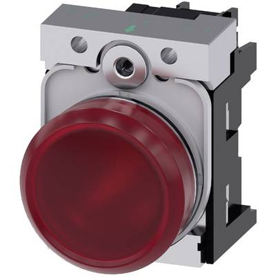 Runder, roter Druckknopf mit schwarzem Gehäuse und Metallrahmen. Typischerweise verwendet in industriellen Steuerungen.