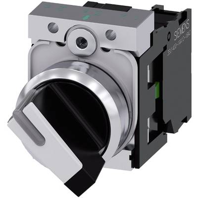 Ein Kippschalter mit Metallring und schwarzem Hebel, verwendet für industrielle Steuerungen, auf schwarzem Hintergrund.
