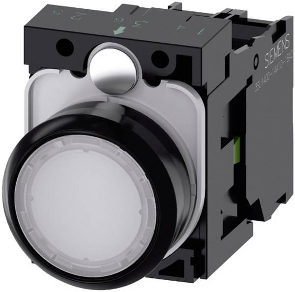 Siemens 3SU11020AB601BA0 3SU1102-0AB60-1BA0 Leuchtdrucktaster Frontring Kunststoff, Betätiger flach Knopf Weiß 1 St.