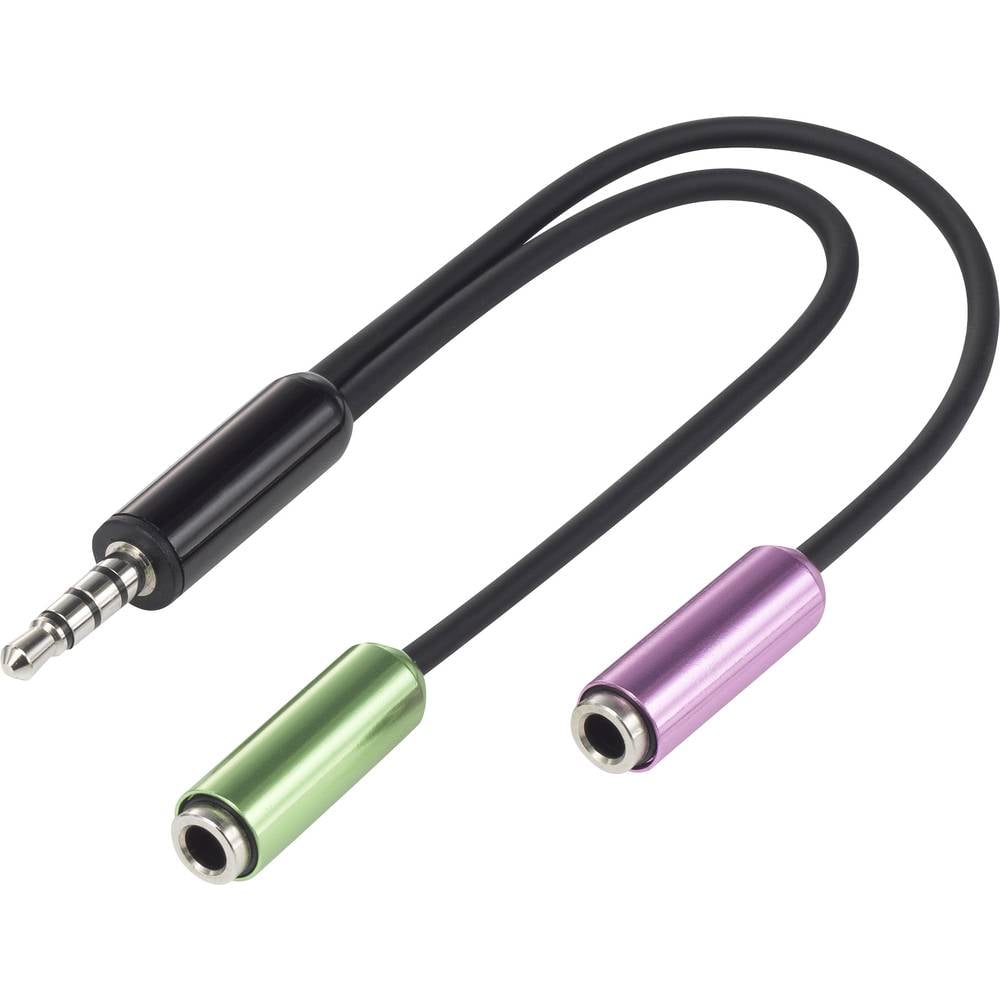 SpeaKa Professional Jackplug Audio Y-adapter [1x Jackplug male 3.5 mm 2x Jackplug female 3.5 mm] Zwa
