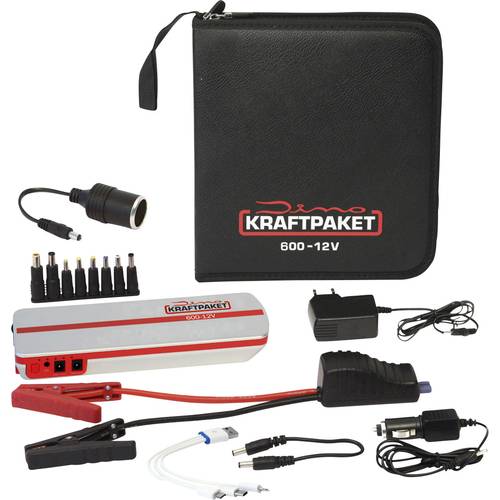 Dino KRAFTPAKET Schnellstartsystem 136102 Starthilfestrom (12 V)=300 A 12 V-Ausgang 2x, USB-Steckdose 2x, Verpolungs- u....