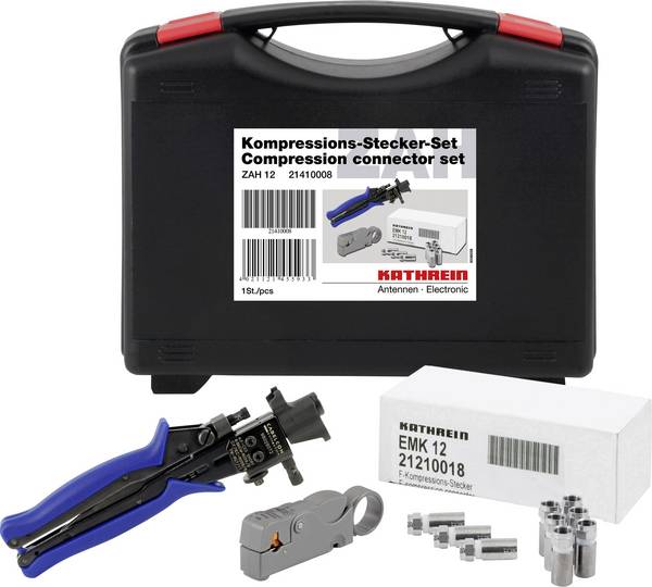 Kathrein 21410008 Kompressions-Stecker-Set mit Zange  Anschlüsse: F-Stecker  100 St.
