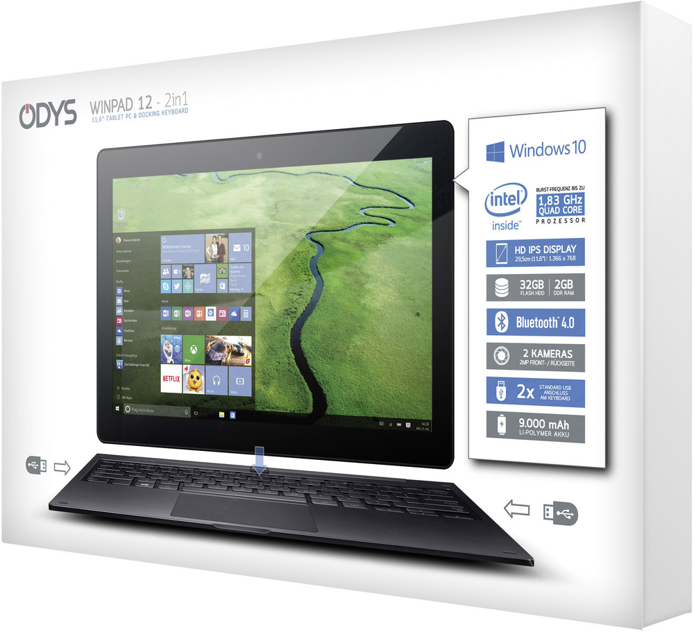 Odys Primo Win 12 2in1 Tablet 11 6 Odys Winpad 12 WinPad 12 Windows®-Tablet / 2-in-1 29.5 cm (11.6 Zoll
