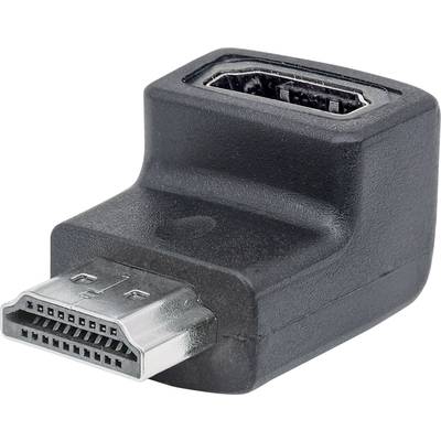 HDMI Adapter 90° nach oben gewinkelt [1x HDMI-Stecker - 1x HDMI-Buchse] Schwarz vergoldete Steckkontakte Manhattan
