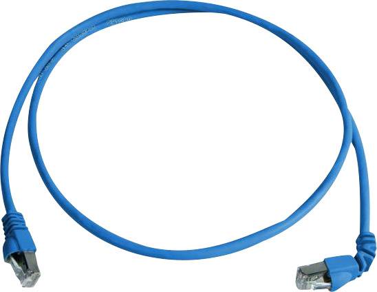 TELEGÄRTNER Patchkabel S/FTP, PiMF, Cat 6A, einseitig abgewinkelt, blau, 1,0 m