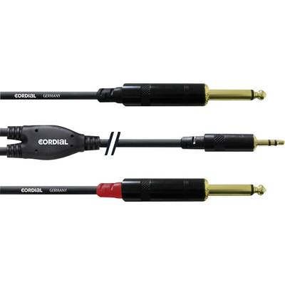 Cordial  Audio Adapterkabel [1x Klinkenstecker 3.5 mm - 2x Klinkenstecker 6.35 mm] 0.90 m Schwarz
