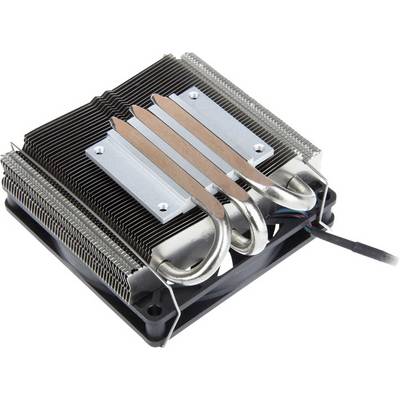 Ein CPU-Kühler mit Lüfter, Kupfer-Heatpipes und Kühlrippen, dient zur Wärmeableitung in Computergehäusen.