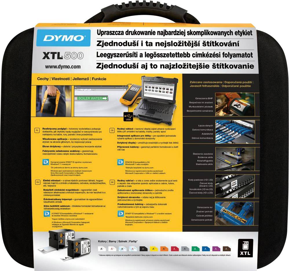 DYMO XTL 500 Kit Beschriftungsgerät Geeignet für Schriftband: XTL 6 mm, 9 mm, 12 mm, 19 mm, 24 mm, 38 mm, 54 mm-12