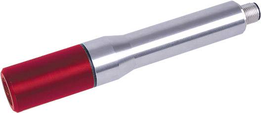 Ein zylindrisches Metallteil mit einem roten Abschnitt und einem Schraubgewinde am Ende. Möglicherweise ein Schraubwerkzeug.