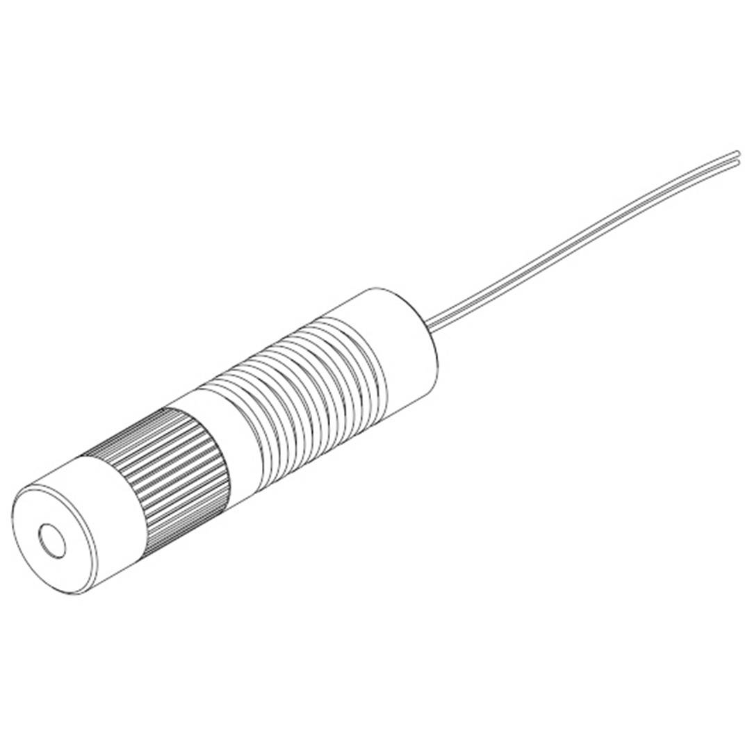 Zylindrische Vorrichtung mit geriffeltem Griff und Kabel, möglicherweise ein Handwerkzeug oder Teil eines technischen Geräts.