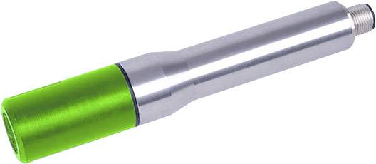 Ein silberner Metallstift mit einer grünen Spitze; es scheint sich um ein technisches Gerät oder einen Werkzeugteil zu handeln.