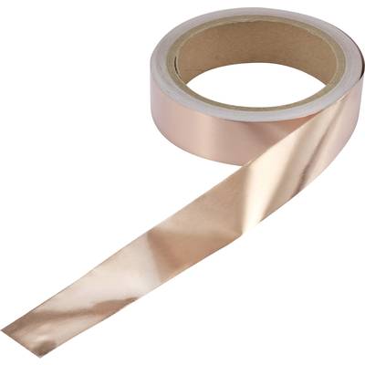 Kupferbandrolle auf weißem Hintergrund, leicht abgewickelt. Ideal für elektrische Anwendungen und EMI-Abschirmung.