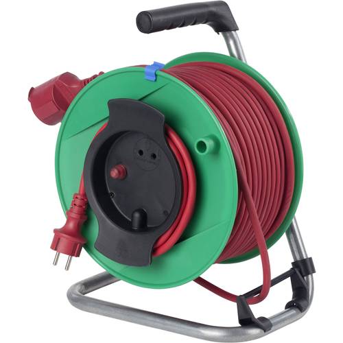 AS Schwabe 12239 Kabeltrommel 50.00 m Rot Schutzkontakt-Gummi-Stecker