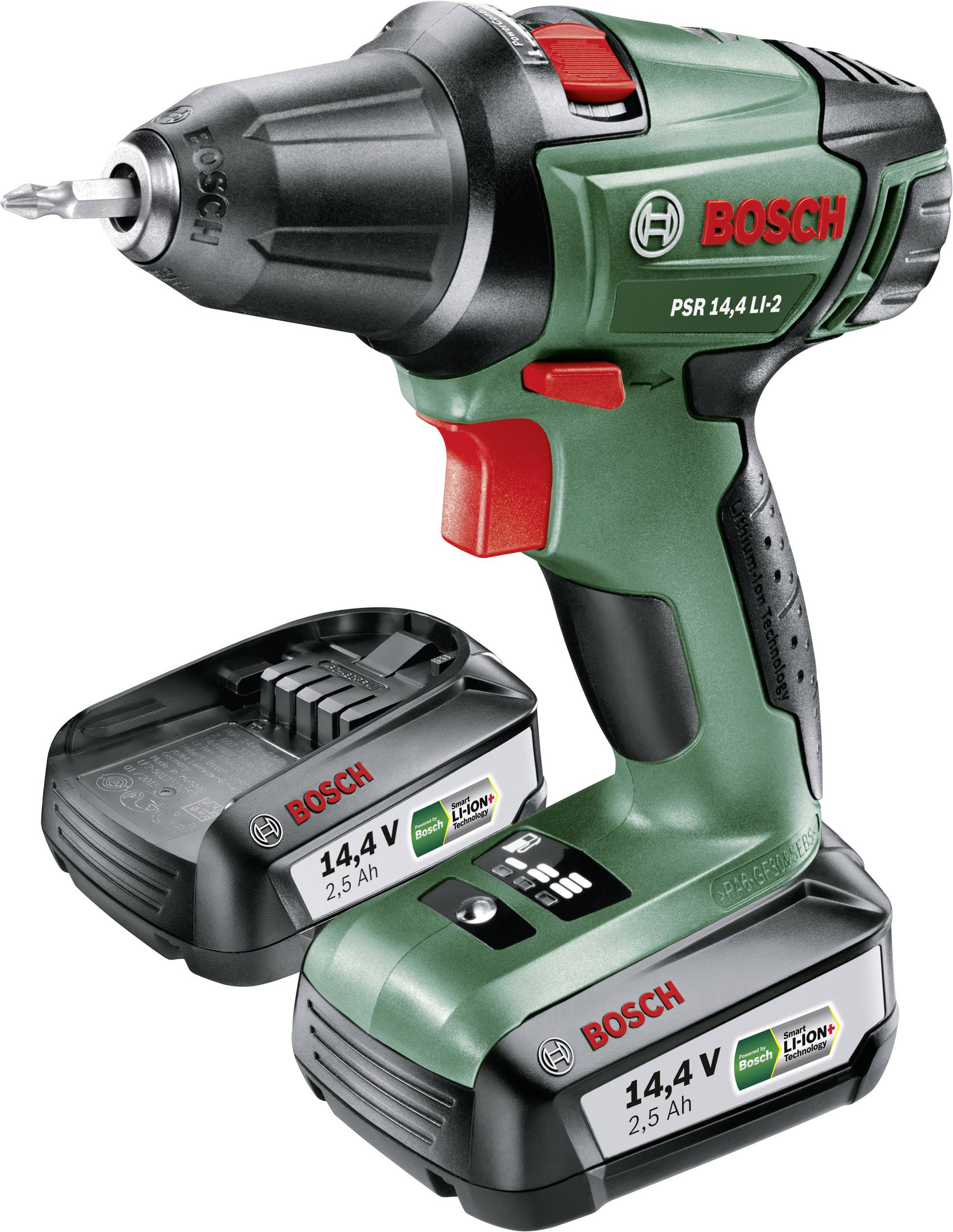 Bosch Home and Garden PSR 14,4 LI 2 Akku Bohrschrauber 14.4 V 2.5 Ah Li Ion inkl. 2. Akku, inkl. Koffer Bosch Home and Garden PSR 14,4 LI 2 Akku Bohrschrauber 14.4 V 2.5 Ah Li Ion inkl. 2. Akku, inkl. Koffer