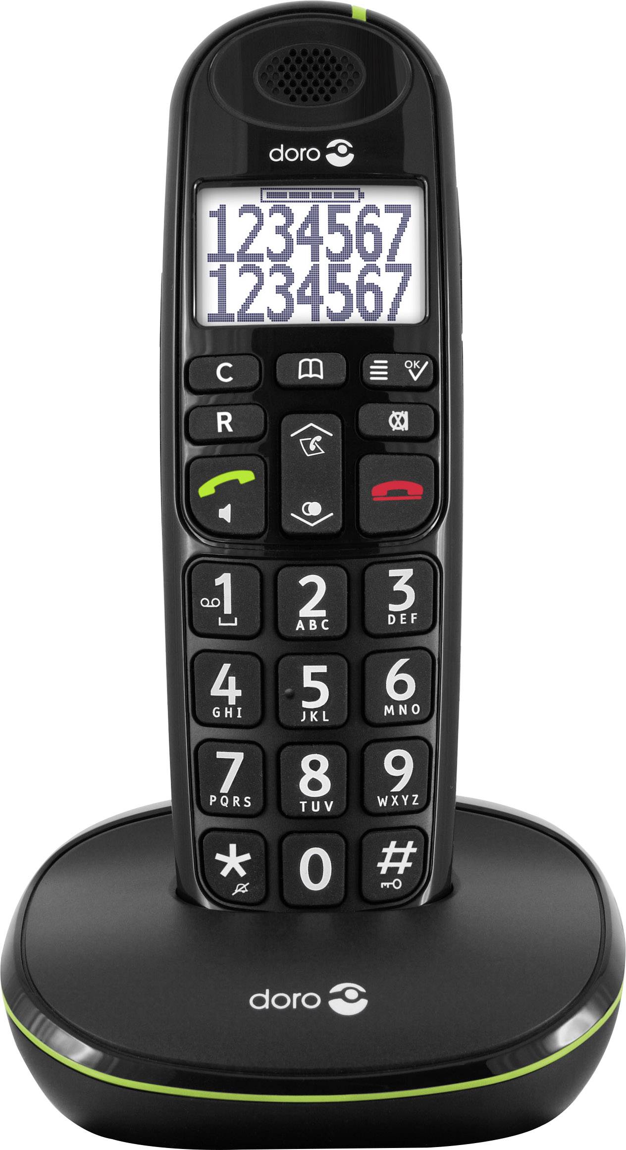 doro PhoneEasy® 110 Schnurloses Seniorentelefon Freisprechen Beleuchtetes Display Schwarz-0