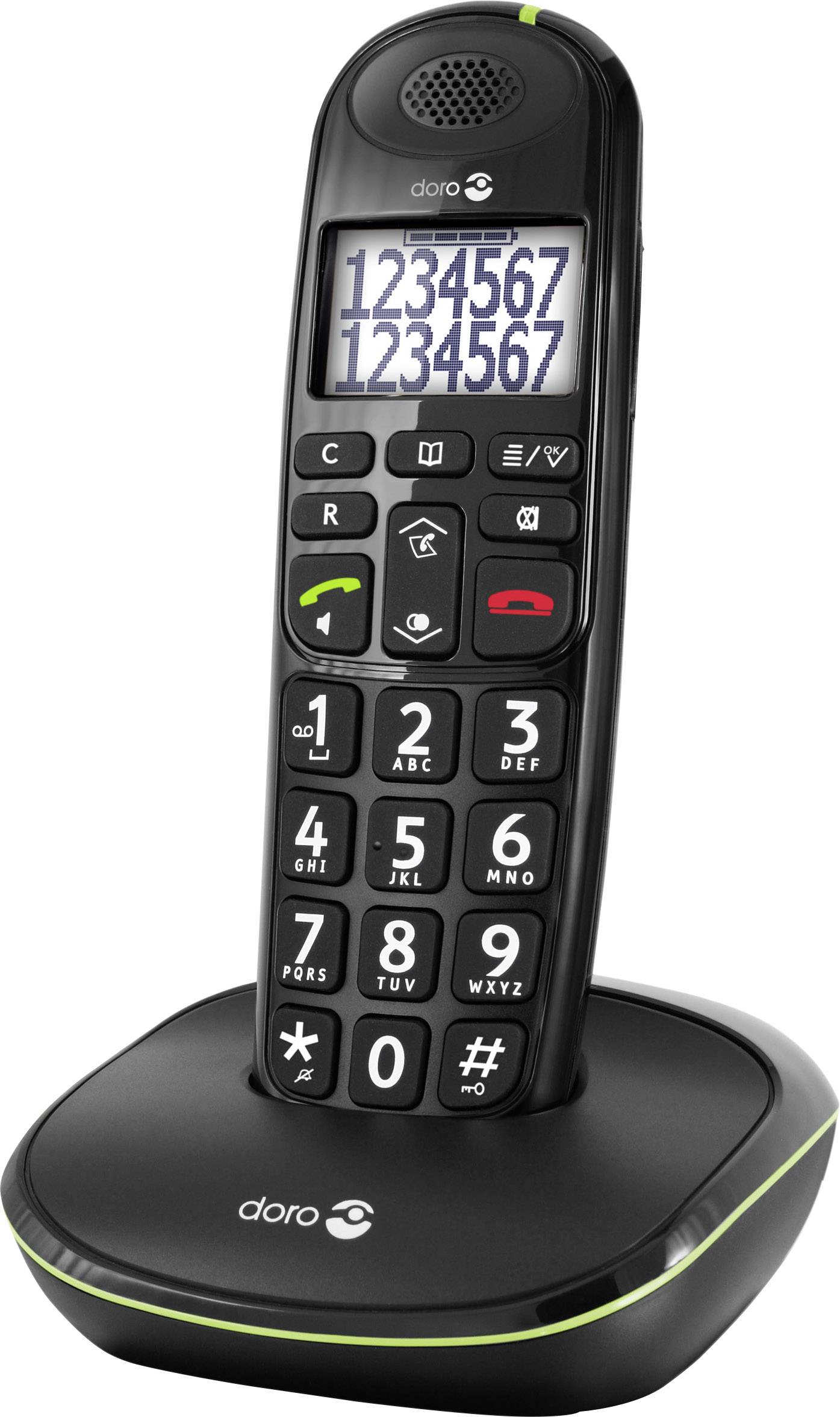 doro PhoneEasy® 110 Schnurloses Seniorentelefon Freisprechen Beleuchtetes Display Schwarz-1