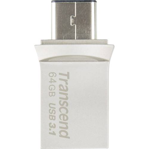Transcend JetFlash® 890 USB-Zusatzspeicher Smartphone/Tablet Silber 64 GB USB-A (USB 3.2 Gen 2), USB-C®