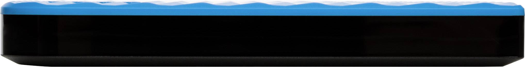 Ein rechteckiges, blau-schwarzes Gerät mit einem gewellten oberen Rand. Möglicherweise ein elektronisches Gerät oder Zubehör.