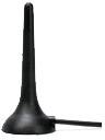 Eine schwarze Antenne mit schmalem, aufrechtem Design.