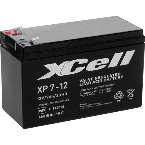 Thumbnail - XCell XP712F2 XCEXP712F2 Bleiakku 12 V 7 Ah Blei-Vlies (AGM) (B x H x T) 151 x 94 x 65 mm Flachstecker 6.35 mm Wartungsf...