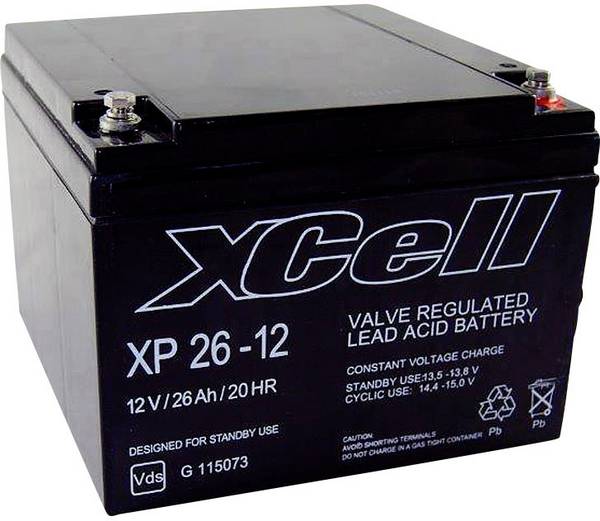 XCell XP2412 XCEXP2612 Bleiakku 12 V 26 Ah Blei-Vlies (AGM) (B x H x T) 165 x 127 x 176 mm M5-Schraubanschluss Wartungsfrei, VDS-Zertifizierung