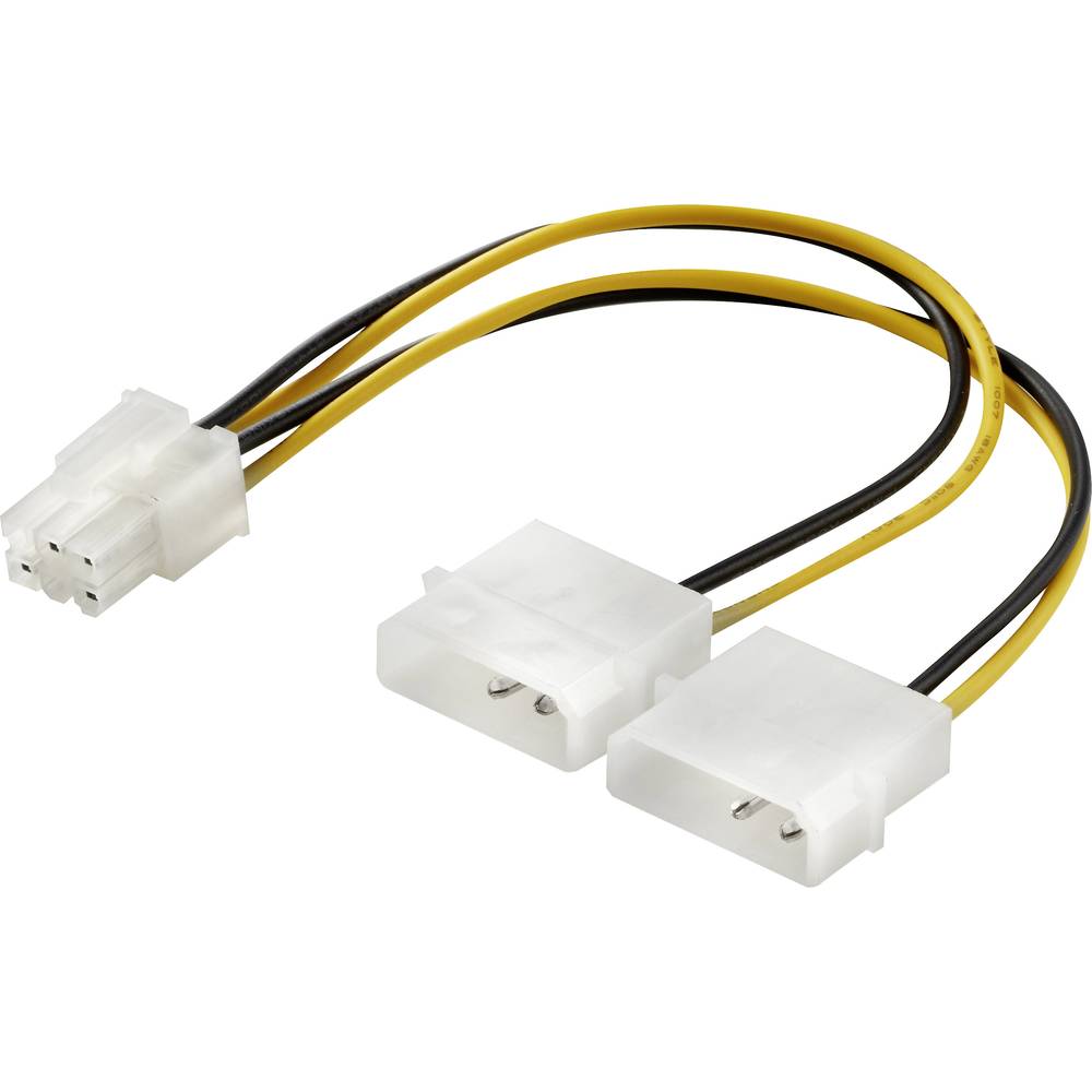 Renkforce Stroom Y-kabel [1x ATX stekker 6-polig 2x IDE-stroomstekker 4-polig] 0.15 m Geel-zwart