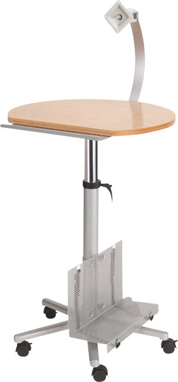 Maul Monitor-Pult Silber 9317070 Farbe der Tischplatte: Buche höhenverstellbar, rollbar, Monitor-Halterung, PC-Halterung, Tastaturablage (ausziehbar) max. Höhe: 1.2 cm