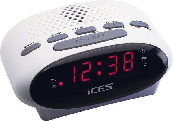 ICES ICR-210 Radiowecker UKW UKW  Weckfunktion Weiß