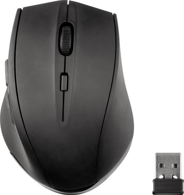 SpeedLink CALADO Silent Mouse  Ergonomische Maus Funk   Optisch Schwarz 5 Tasten 1600 dpi Ergonomisch, Integriertes Scrollrad