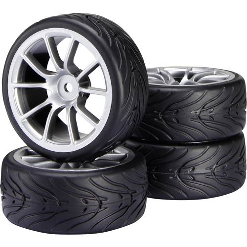 Reely 1:10 Straßenmodell Kompletträder Destroyer 10-Speichen Silber 4 St.