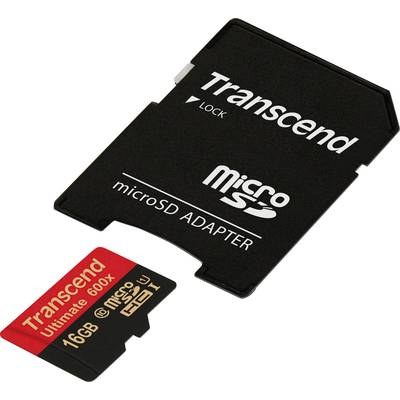 Transcend Ultimate (600x) microSDHC-Karte 16 GB Class 10, UHS-I inkl. SD-Adapter