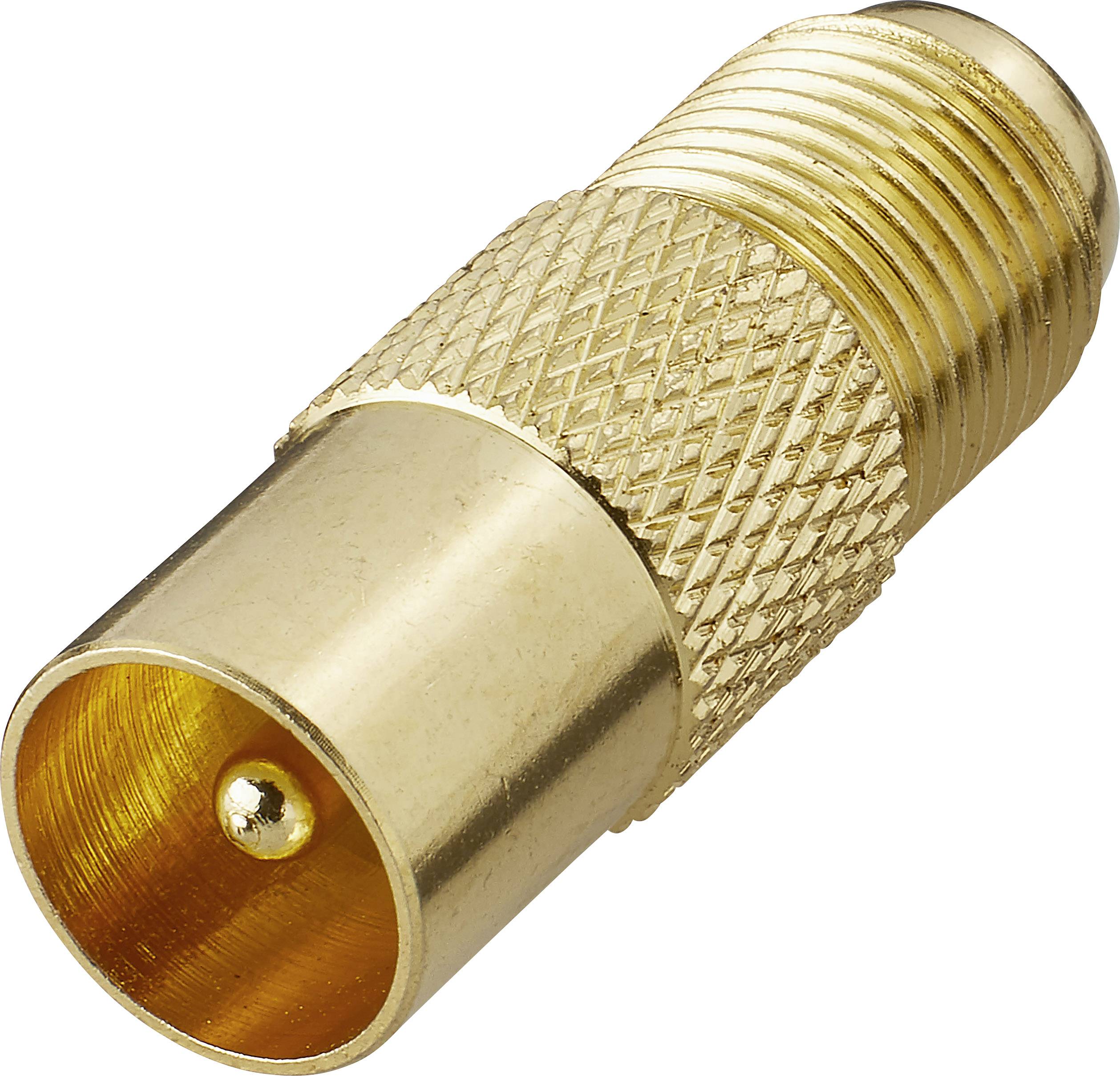 RENKFORCE SAT Antennenadapter [F-Kupplung - Antennenstecker 75 Ohm] Gold