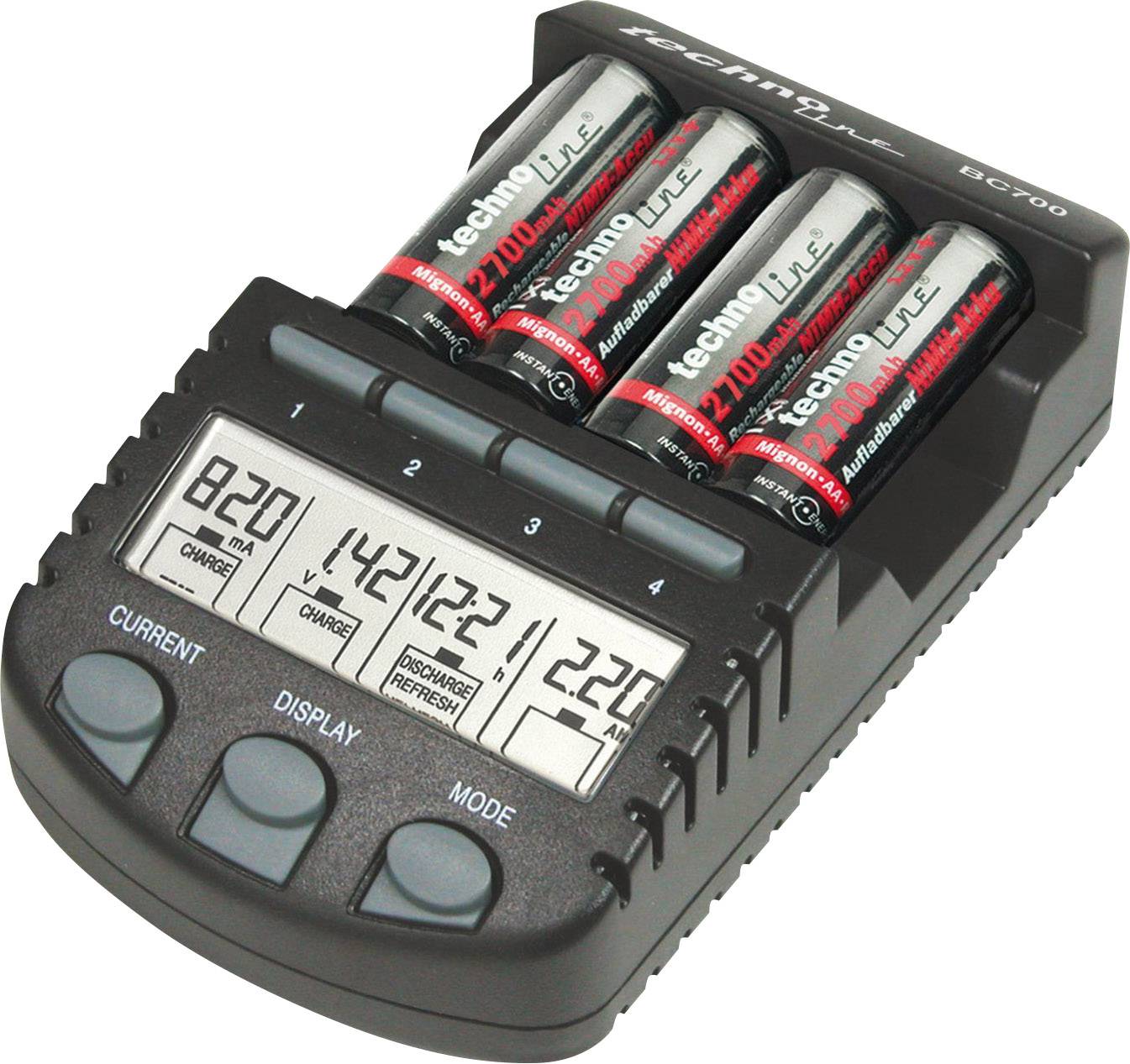 BC-700 Schnell-Ladegerät mit LCD-Display und Entladefunktion-0