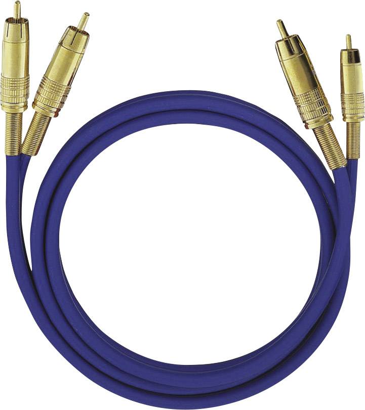 OEHLBACH Cinch Audio Anschlusskabel [2x Cinch-Stecker - 2x Cinch-Stecker] 10 m Blau vergoldete Steck
