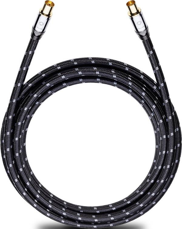 Antennen, SAT Anschlusskabel [1x Antennenbuchse 75 Ω - 1x Antennenstecker 75 Ω] 10.00 m 125 dB vergoldete Steckkontakte, gesleeved Schwarz, Grau Oehlbach XXL® Transmission Ultra