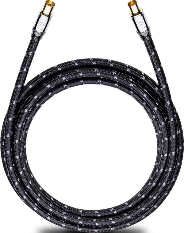 Antennen, SAT Anschlusskabel [1x Antennenbuchse 75 Ω - 1x Antennenstecker 75 Ω] 2.20 m 125 dB vergoldete Steckkontakte, gesleeved Schwarz, Grau Oehlbach XXL® Transmission Ultra